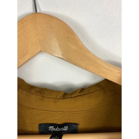 Madewell Central Drapey Short Sleeve Button Down Mustard Shirt Top Small - Picture 3 of 4